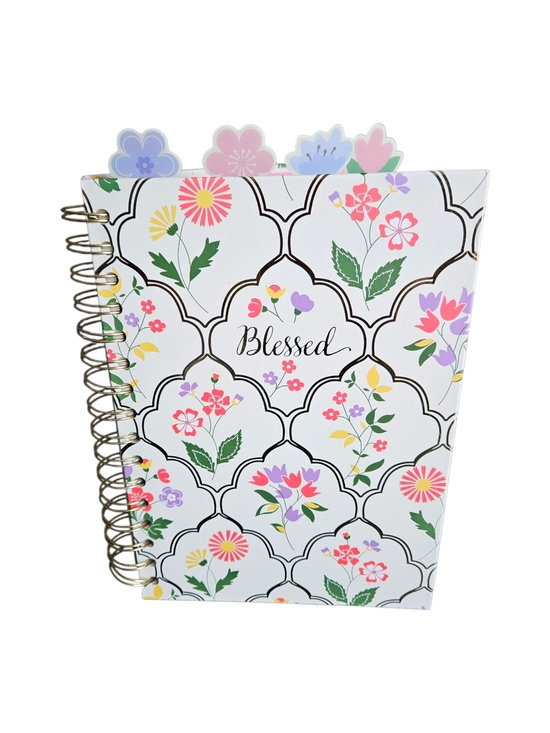 Other - Floral "Blessed" Spiral Notebook - Pastel Flower Tabs